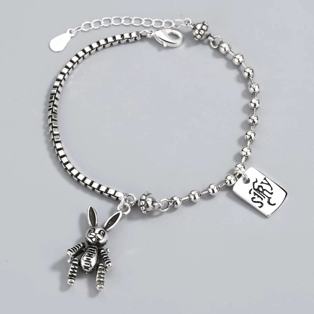 *NEW 925 Sterling Silver Vintage Rabbit Bracelet - Picture 1 of 9